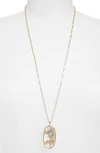 Kendra Scott Reid Long Faceted Pendant Necklace In Gold Iridescent Abalone