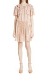See By Chloé Ruffled Floral-print Crepe De Chine Mini Dress In Multicolor Pink 1
