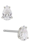 Nadri Modern Luv Small Pear Cubic Zirconia Stud Earrings In Rhodium