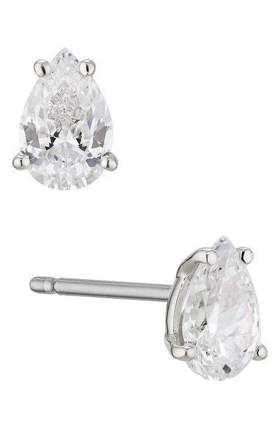 Nadri Modern Luv Small Pear Cubic Zirconia Stud Earrings In Rhodium