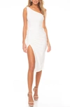 Katie May New Age Ruched One Shoulder Body-con Cocktail Dress In Ivory