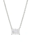 Nadri Modern Luv Small Emerald Cut Cubic Zirconia Pendant Necklace In Rhodium