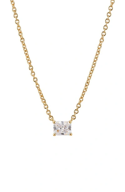 Nadri Modern Luv Small Emerald Cut Cubic Zirconia Pendant Necklace In Gold