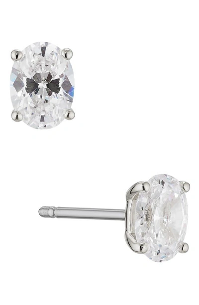 Nadri Modern Luv Small Oval Cubic Zirconia Stud Earrings In Rhodium