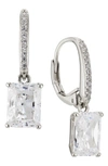 Nadri Modern Luv Emerald Cut Cubic Zirconia Drop Earrings In Rhodium