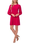 Cece Mixed Media Long Sleeve Dress In Fuchsia Glow
