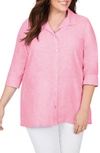 Foxcroft Stirling Woven Linen Top In Cabana Pink