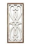 STRATTON HOME DECOR NATURAL WOOD/WHITE HEART AND FLEUR PANEL WALL DECOR