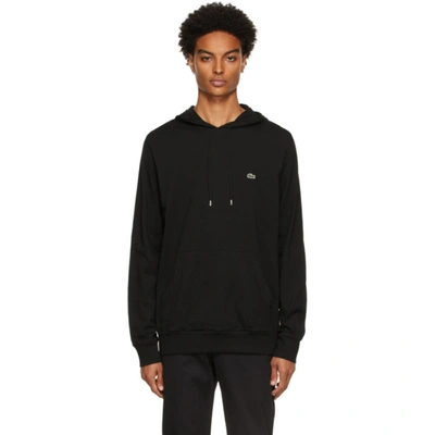 Lacoste Logo-patch Drawstring Hoodie In Grey