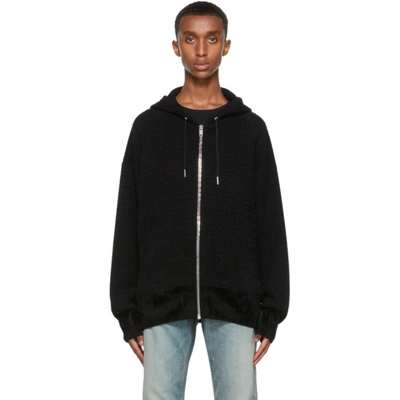 Givenchy Mens Black 4g-pattern Relaxed-fit Velour Hoody S