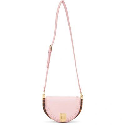 Fendi Moonlight Leather Saddle Bag In Pink