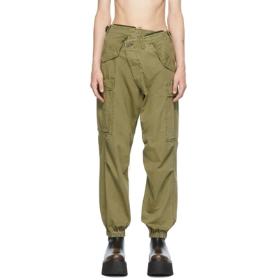 R13 Crossover Cotton-ripstop Tapered Cargo Trousers In Military Green