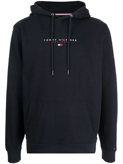 Tommy Hilfiger Mens Black Essential Logo-embroidered Cotton Hoody S In Schwarz