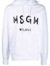 Msgm Logo-print Pullover Hoodie In Weiss