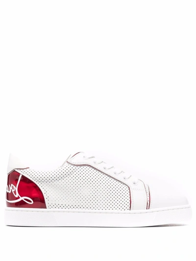 Christian Louboutin Trimmed Perforated Leather Sneakers In Multi