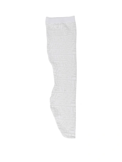 Fendi Ff Macramé Socks 'bianco' In White
