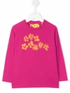 Off-white Kids' Floral Logo Arrow Graphic Tee In Pink
