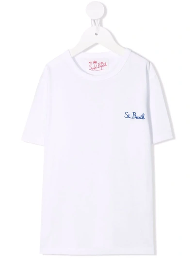 Mc2 Saint Barth Kids' Embroidered-logo T-shirt In White