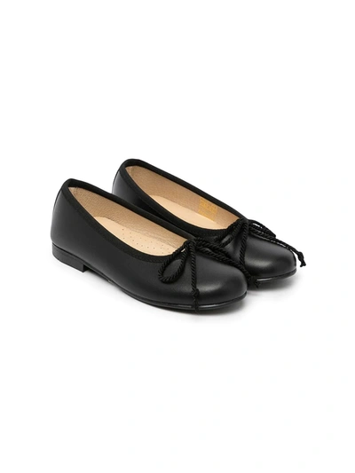 Andanines Tie-front Leather Ballerinas In 黑色