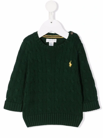 Ralph Lauren Babies' Embroidered-logo Jumper In Green