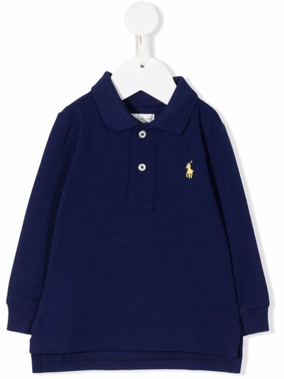 Polo Ralph Lauren Babies' Embroidered-logo Polo Shirt In Blue