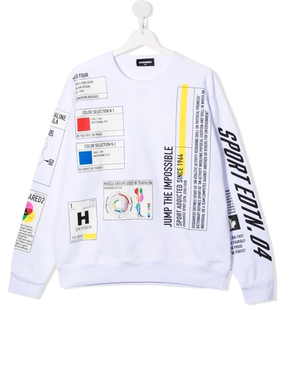 Dsquared2 Teen Graphic-print Cotton Sweatshirt In White