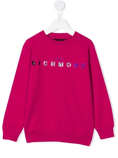 John Richmond Junior Kids' Sequin-logo Sweatshirt In Pink