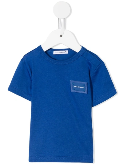 Dolce & Gabbana Babies' Logo-patch Cotton T-shirt In Blue