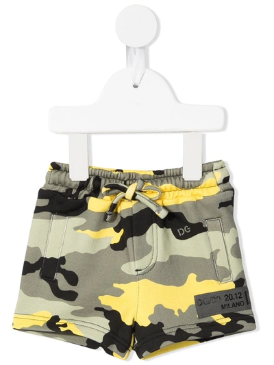 Dolce & Gabbana Babies' Camouflage Logo-patch Shorts In Green
