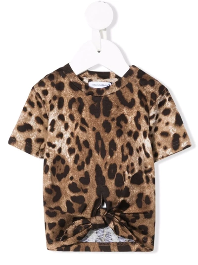 Dolce & Gabbana Babies' Leopard-print T-shirt In Neutrals