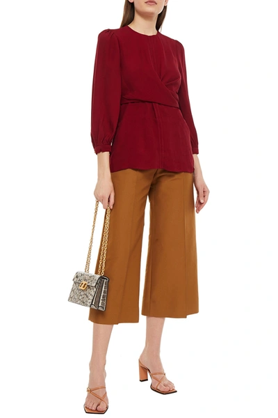 Zimmermann Gathered Crepe Blouse In Claret