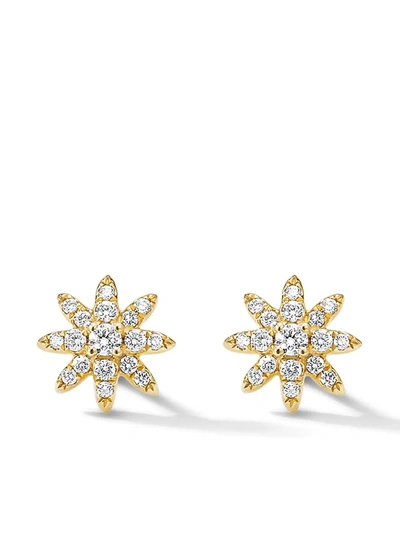 David Yurman 18kt Yellow Gold Petite Starburst Diamond Stud Earrings