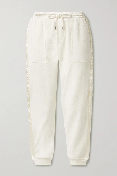 Atm Anthony Thomas Melillo Satin-trimmed French Cotton-terry Track Pants In Cream