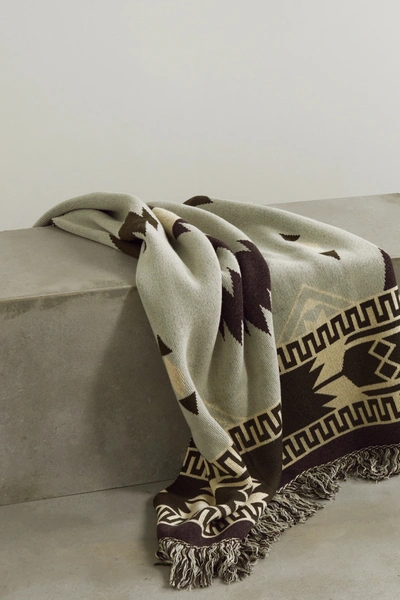 Alanui Icon Wool-jacquard Blanket In Gray