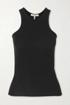 Rag & Bone The Essential Ribbed Stretch-organic Pima Cotton Jersey Tank In Black
