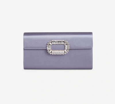Roger Vivier Crystal Embellished Clutch Bag In Purple