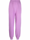 Msgm Merino-blend Knitted Track Pants In Pink & Purple
