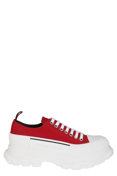 Alexander Mcqueen Red Tread Slick Low Sneakers In Red,white