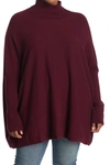 Joseph A Easy Solid Turtleneck Poncho Sweater In Port