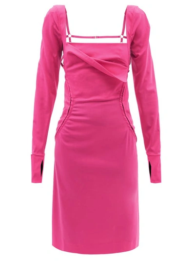 Jacquemus Cerro Square-neck Wool-blend Twill Dress In Pink &amp; Purple