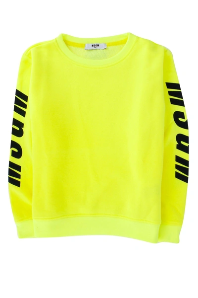 Msgm Kids' Logo-print Rib-trimmed Sweatshirt In Yellow