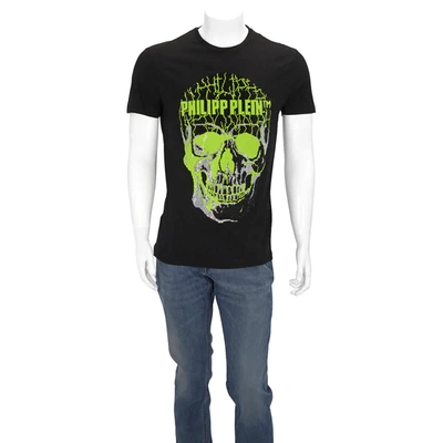 Philipp Plein Mens Black / Yellow Skull Print T-shirt In Black,yellow