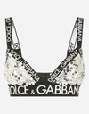 DOLCE & GABBANA SEQUINED TRIANGLE BRA WITH BRANDED ELASTIC