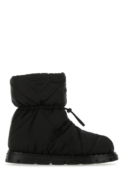 Prada Blow Quilted Nylon Snow Booties In Black