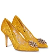 Dolce & Gabbana Belluci Embellished Lace Pumps In Yellow