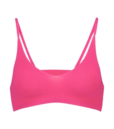 Jacquemus Le Bandeau Valensole Knitted Bralette In Pink