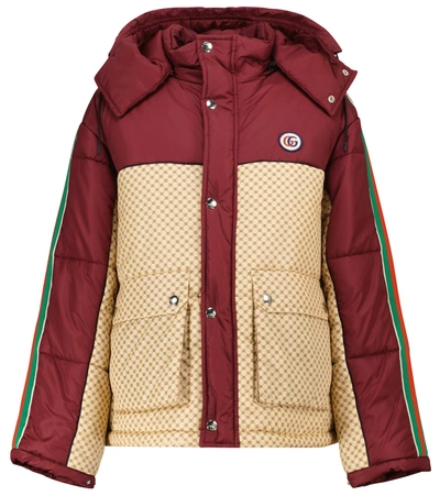 Gucci Gg Parachute Padded Colour-block Jacket In Rosso