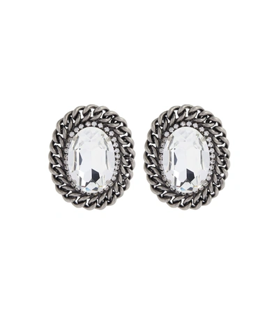 Alessandra Rich Crystal-embellished Clip-on Earrings In Silver