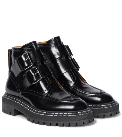 Proenza Schouler Leather Biker Boots In Schwarz