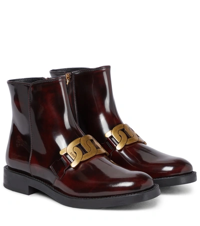 Tod's Kate Leather Ankle Boots In Brown